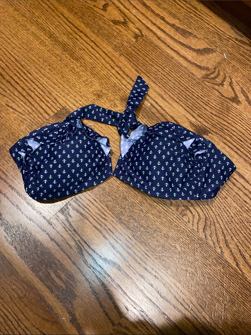 aerie Navy Swim Top with White Anchor Print